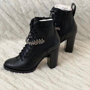 JIMMY CHOO Cruz Crystal-Embellished Combat Boots